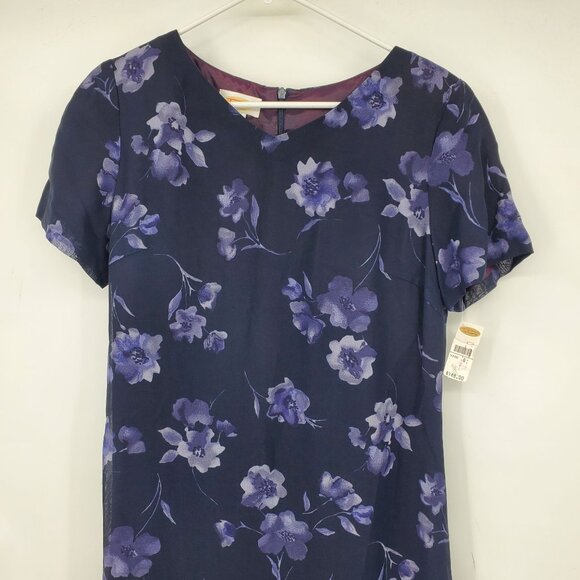 NWT Talbots Purple Floral Print Short Sleeved Maxi Long Dress Size 6 - Picture 5 of 12